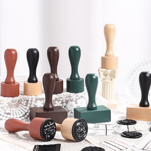 Cross-border wooden handle rubber stamp DIY journal stamp Wood-made seal stamp material journal stamp