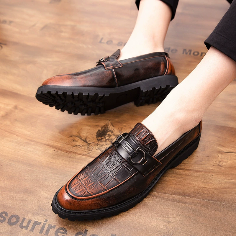 Маленькая кожаная обувь, Мужская корейская модная повседневная британская винтажная мужская обувь, официальная обувь для стилиста с заостренными волосами, Молодежная One-Step