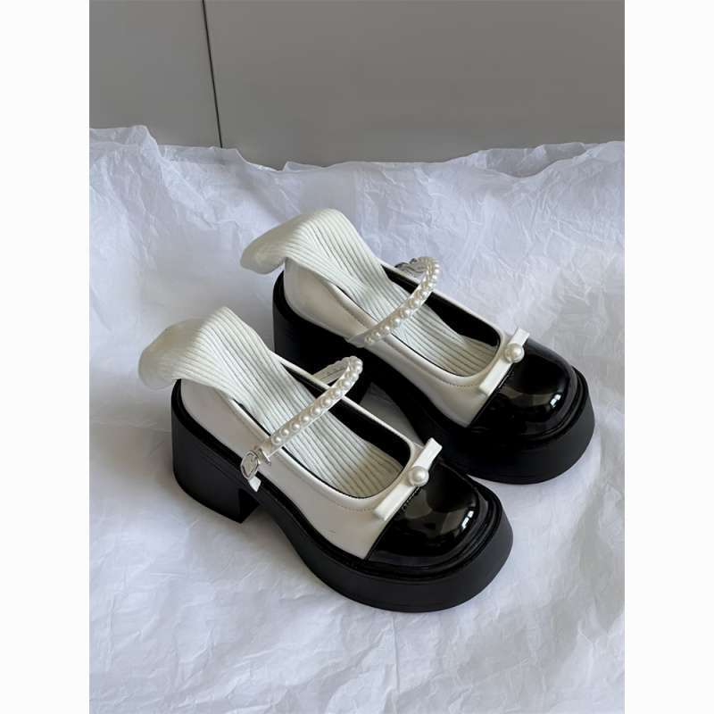 Pr Isabel French Retro Mary Jane Small Leather Shoes for Women 2025 New Thick-Soled Thick-Heeled Jk High-Heeled Shoes