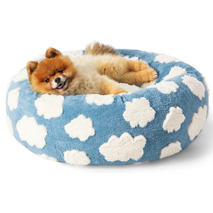 Amazon Removable and Washable Dog House Donut Pet Mat Plush Warm Round Cat House Vacuum Compressed Dog Bed