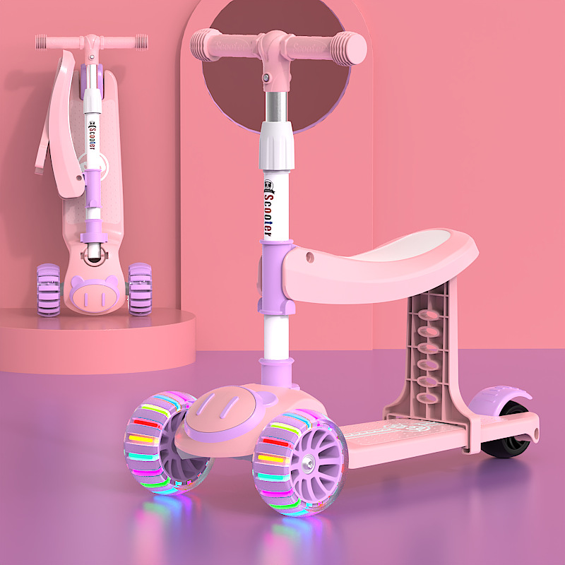 Spot de comercio exterior scooter al por mayor para niños tres en uno sentado y resbaladizo para hombres y mujeres, música para bebés, patinaje ligero