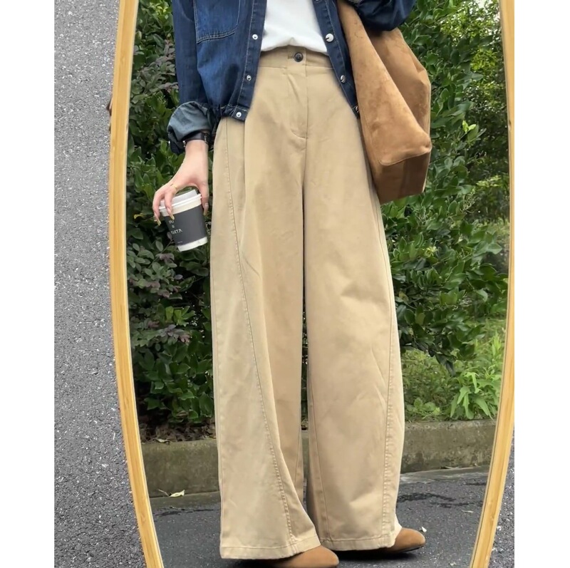 慵懒风百搭阔腿裤女垂感休闲直筒裤宽松高腰遮胯显瘦高级长裤|undefined