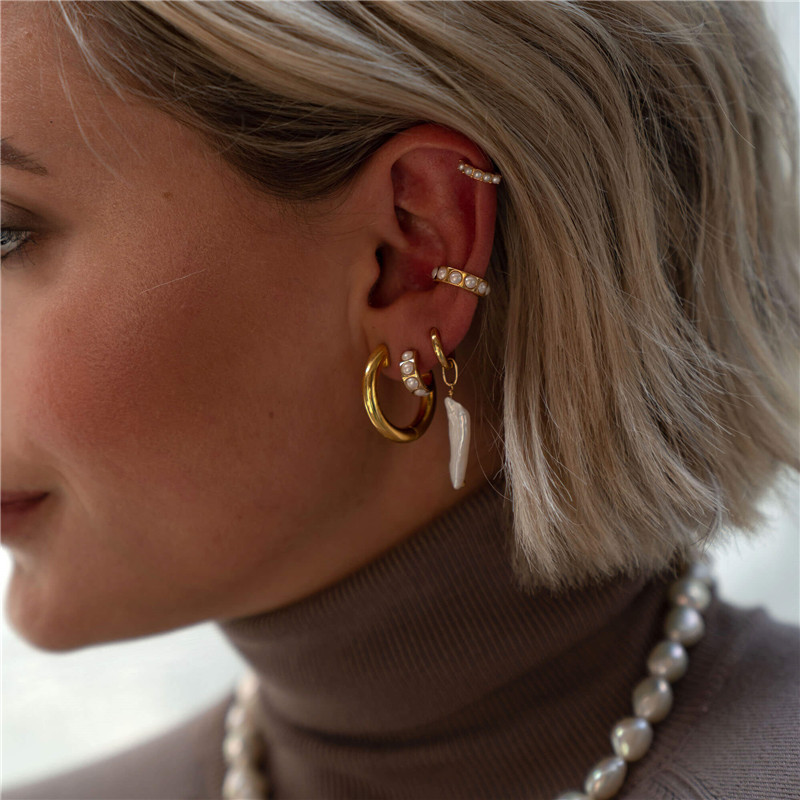 2g Weight Pearl, Zircon Inlay Material Ear Studs Classification 1 Pair Quantity Daily Occasion 925 Sterling Silver Material Geometric Pattern Women's Gender Plating, Inlay Design Simple Style Style 1 Pair 925 Sterling Silver Pearl Zircon Geometric Ear Studs 22