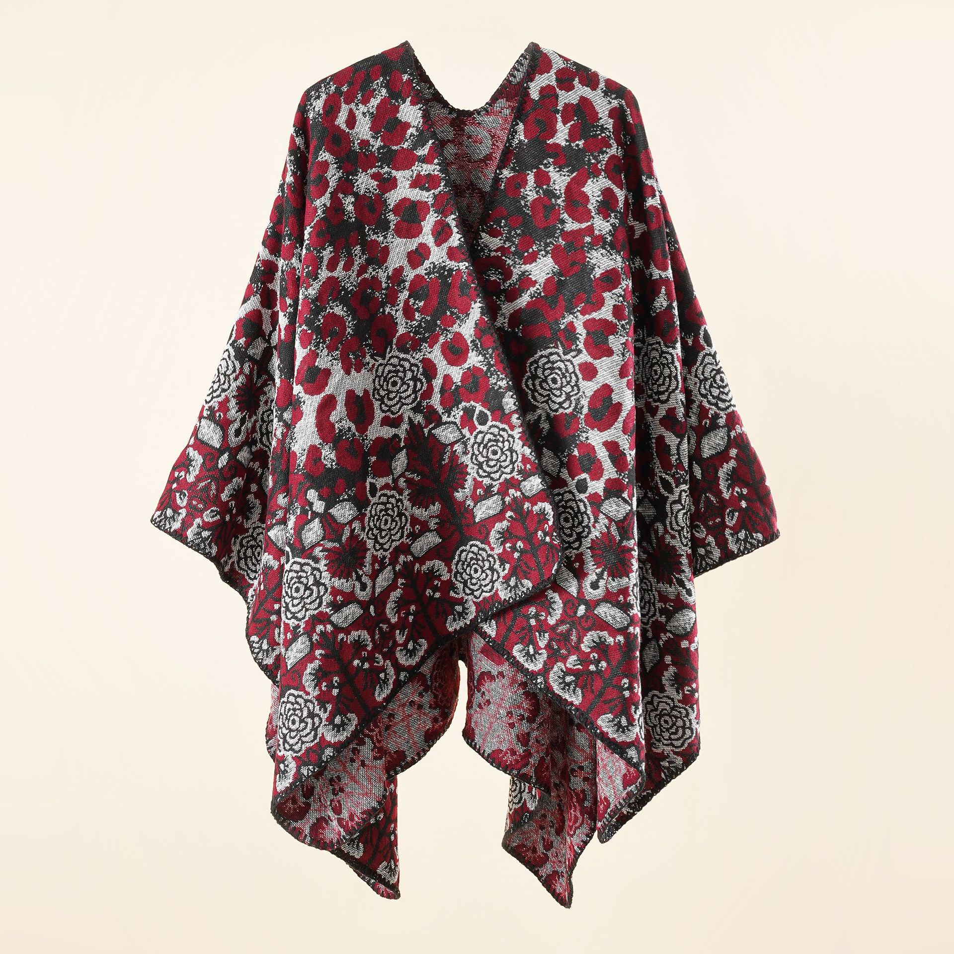 Mantón de la calle de Europa y América del Cabo de una sola pieza abrigo de las mujeres Otoño e Invierno estampado de leopardo patchwork patrón cálido chal