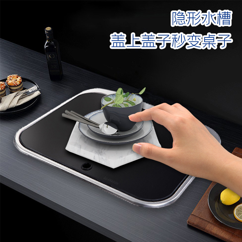 Cocina y baño Guangrun auténtico lavabo cuadrado de acero inoxidable de alta calidad con tapa GR-586 fregadero de yate RV