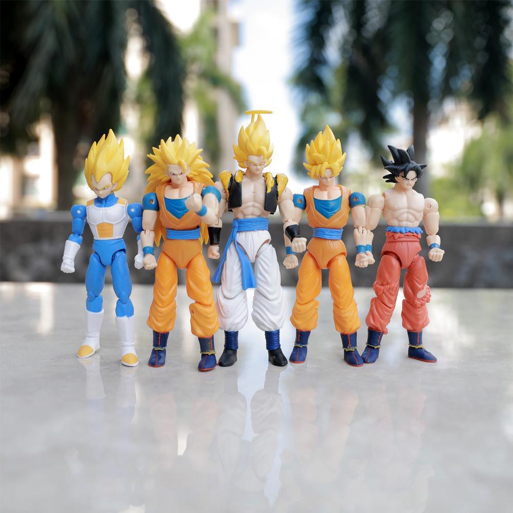La articulación se puede mover versión simple Dragon Ball Black Haior Wukong caja de color ventana abierta azul Dragon Ball caja modelo de figura al por mayor