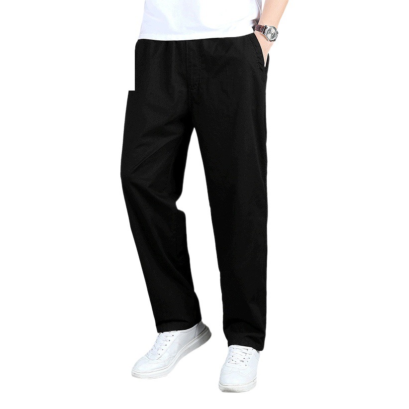 Zuoluo pantalones casuales Pantalones rectos sueltos de los hombres pantalones de papá de mediana edad pantalones elásticos pantalones de algodón puro 226