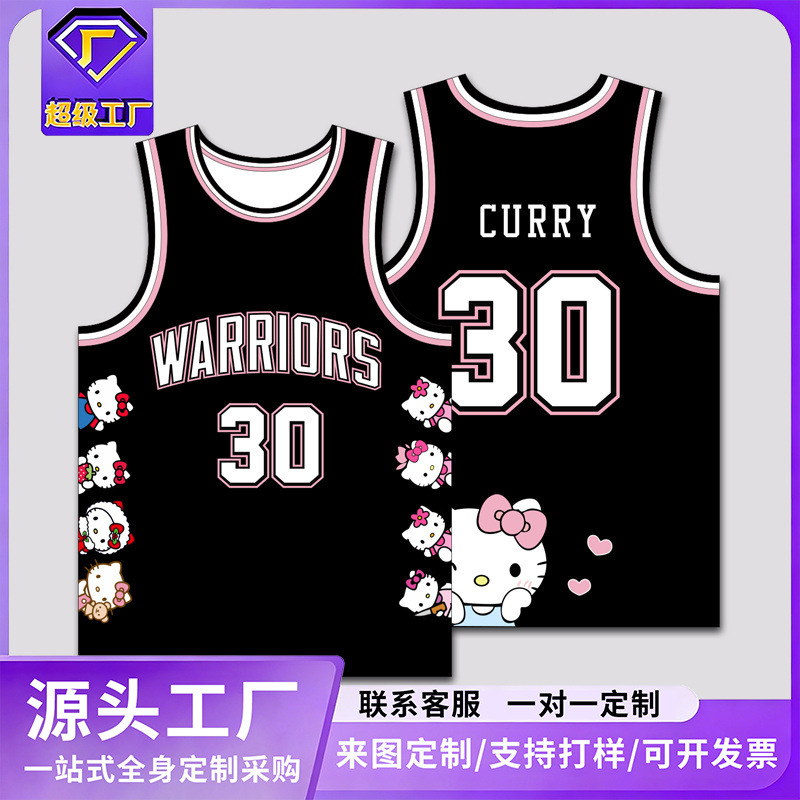 Customized Basketball Jersey Set Cartoon Hellokitty Student Basketball Jersey Set Men's Irving Jersey Training Team Uniform