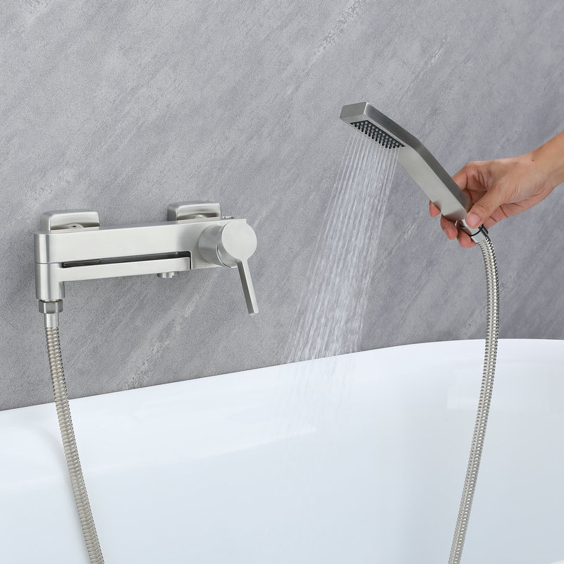 Bathtub Faucet 304 Stainless Steel Hot and Cold Dual-Control Mixing Valve Bathroom Simple Dual-Type Shower Set