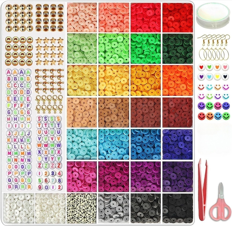 6000 30 Color Clay Beads Soft Pottery Bracelet Making Kit Jewelry Making Supplies Beads Crafts Gift Set