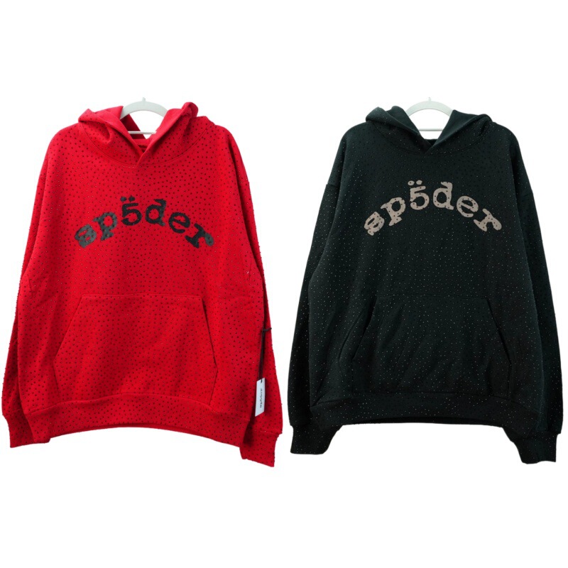Cross-Border Original Full Rhinestone Hoodie 1:1 High-Quality Heavyweight Loose Fleece-Lined Sp5Der Sweatshirt and Sweatpants Set