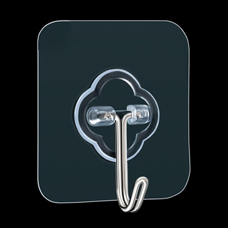 Multi-functional Repetitive Adhesive Sticker Four-petal Plum Blossom Stainless Steel Hook Bathroom Kitchen Waterproof Household Fixed Wall Hook