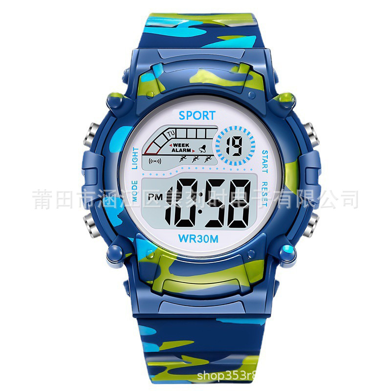 Reloj electrónico para niños de camuflaje colorido luminoso impermeable multifuncional reloj electrónico al aire libre para estudiantes masculinos y femeninos al por mayor