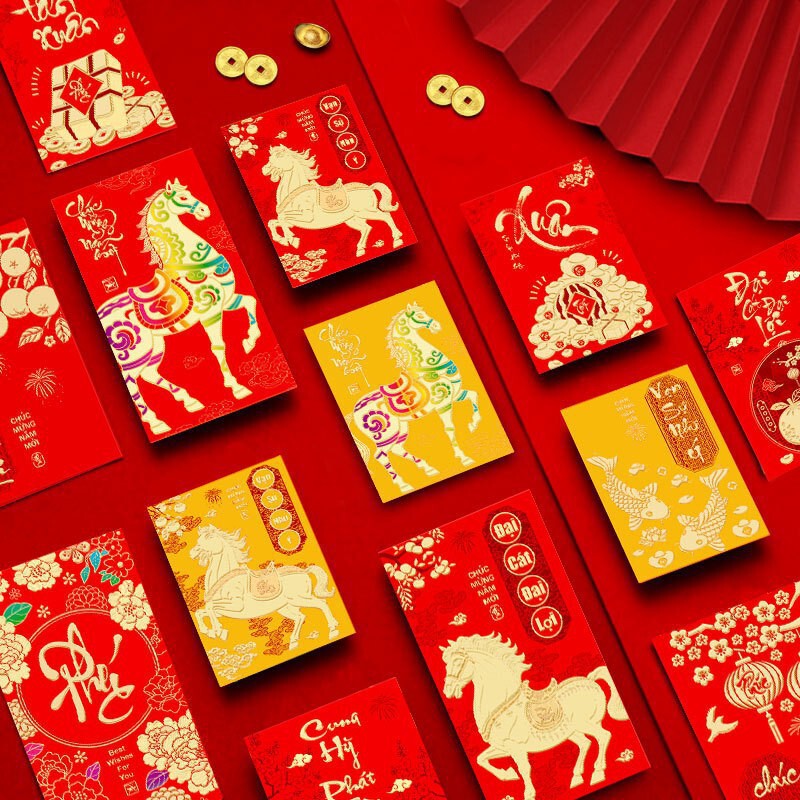 臻婷厂家2026新款越南文红包春节卡通马生肖新年大号利是封袋批发|undefined