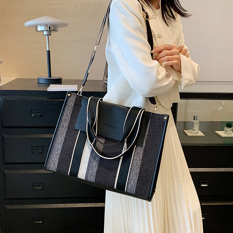Rayas contraste color estilo coreano moda bolso de mano de las mujeres 2023 nuevo bolso de gran capacidad moda hombro mensajero bolsa image 5