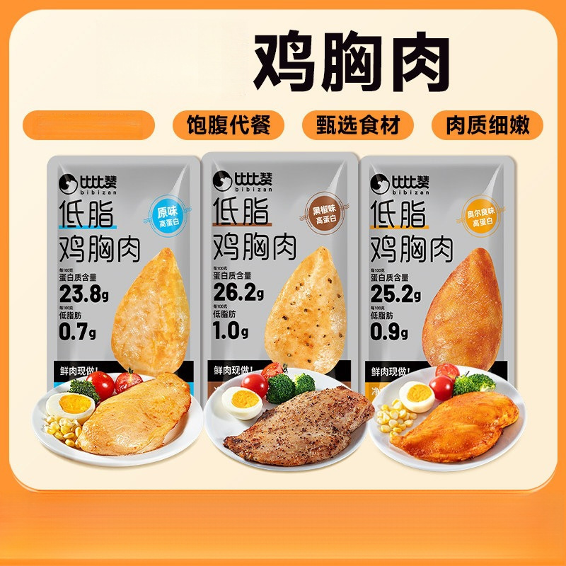 Bibizan Chicken Sausage Snack, Fitness Meal Replacement, Ready-to-Eat Weight-Loss Food, Breakfast Low-Calorie Chicken Breast Sausage