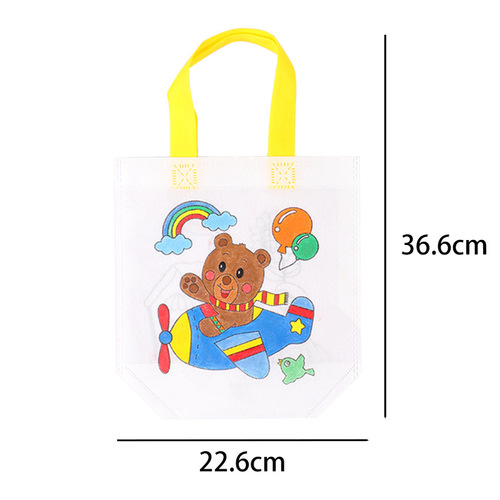 diy hand-painted environmentally friendly bag children's painting graffiti non-woven bag double-sided pattern player storage bag art materials