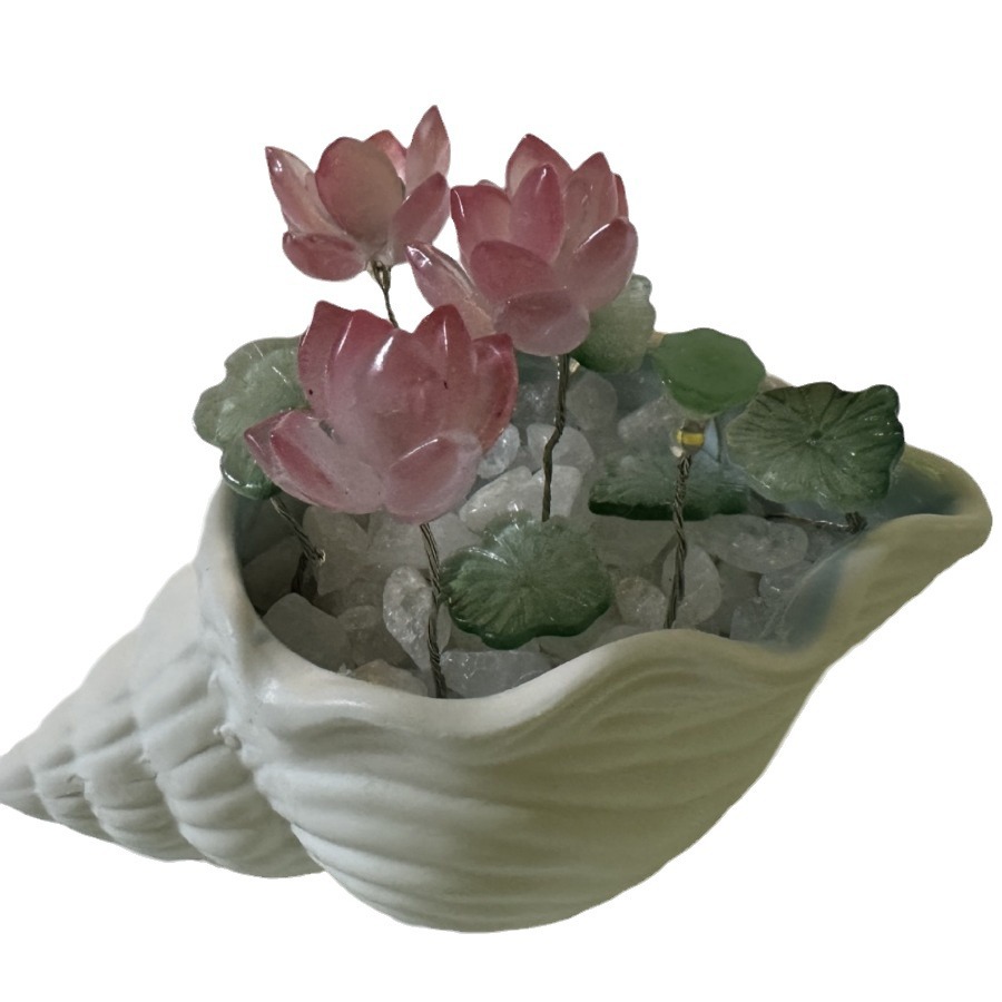 Conchillo esmaltado loto lámpara de noche diy loto decoración para el hogar amiga amiga regalos de cumpleaños amantes amigos hechos a mano