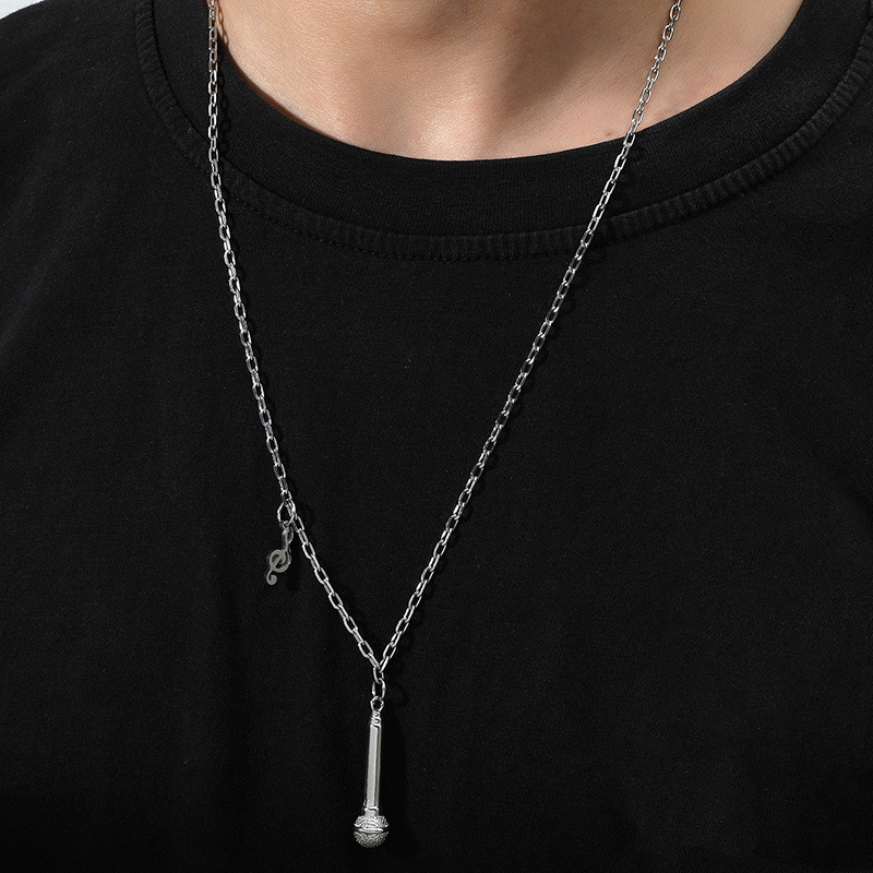 HIPHOP hip-hop trend microphone necklace personality fashion microphone pendant cross-border new