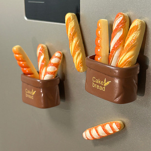 New Resin Food Toy Refrigerator Magnet Baguette Bread Cream Glue DIY Magnetic Sticker Cartoon Cute Kitchen Magnetic Sticker