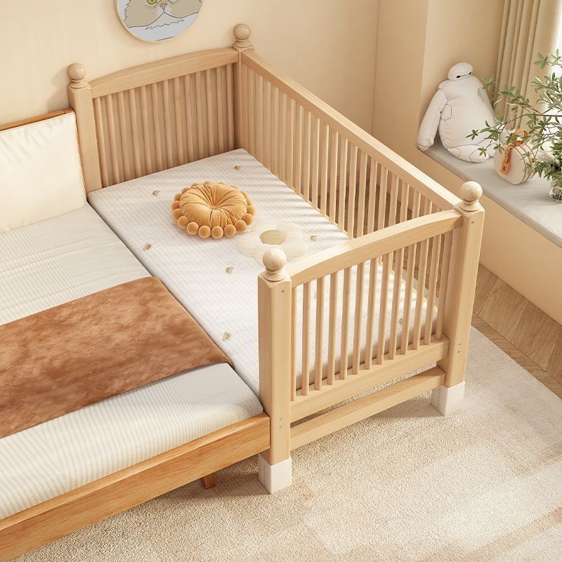 Beech Solid Wood Children's Spliced ​​Bed Widened and Thickened Bedside with Guardrail Baby Crib Boy and Girl Solid Wood Bed