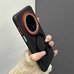 带磁吸支架适用华为mate70pro手机壳Mate60新款pura70Pro+高级感荣耀magic7男女6pro防摔简约保护套皮纹全包