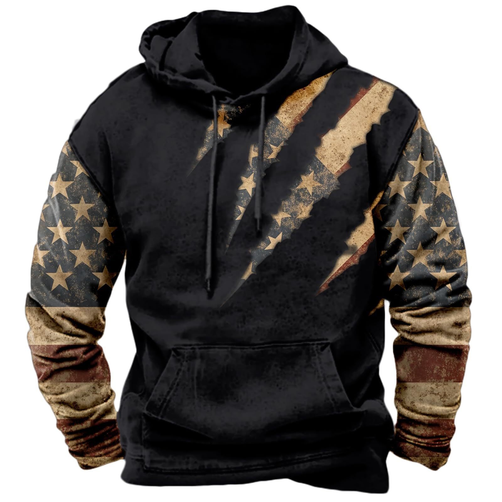 Transfronterizo 2025 nuevo estilo Amazon moda europea y americana casual patrón de estrella de cinco puntas suéter con capucha de manga larga MC15