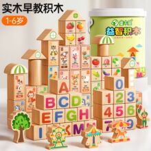 儿童益智宝宝开发智力实木玩具大颗粒男孩六一女孩1-3岁6拼装积木