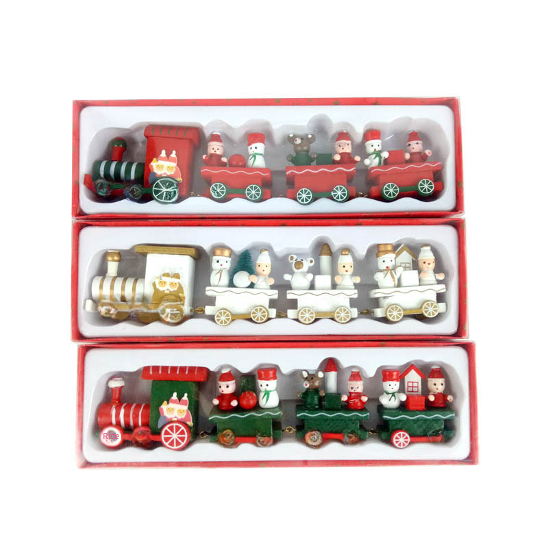 Sélection rigoureuse de décorations de Noël, cadeaux de Noël créatifs pour enfants, petits trains, ornements de bureau pour fenêtres en bois_voghion.com