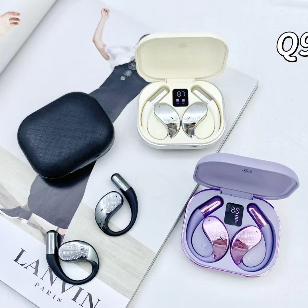 Modelo privado nuevo Q92 auriculares Bluetooth transfronterizos OWS collar clip inalámbrico de larga duración pantalla de batería digital modelo deportivo image 1