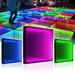 Led Dance Floor Tile Thousand Layer Mirror Stereo Luminous Advertising Sign Rgb Dance Hall Floor Light 3D Infinite Abyss Mirror