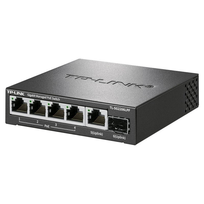 TP-LINK TL-SG2206LPF Гигабитный облачный коммутационный PoE коммутатор с оптикой 6 портов Гигабитный POE сетевой кабель питание