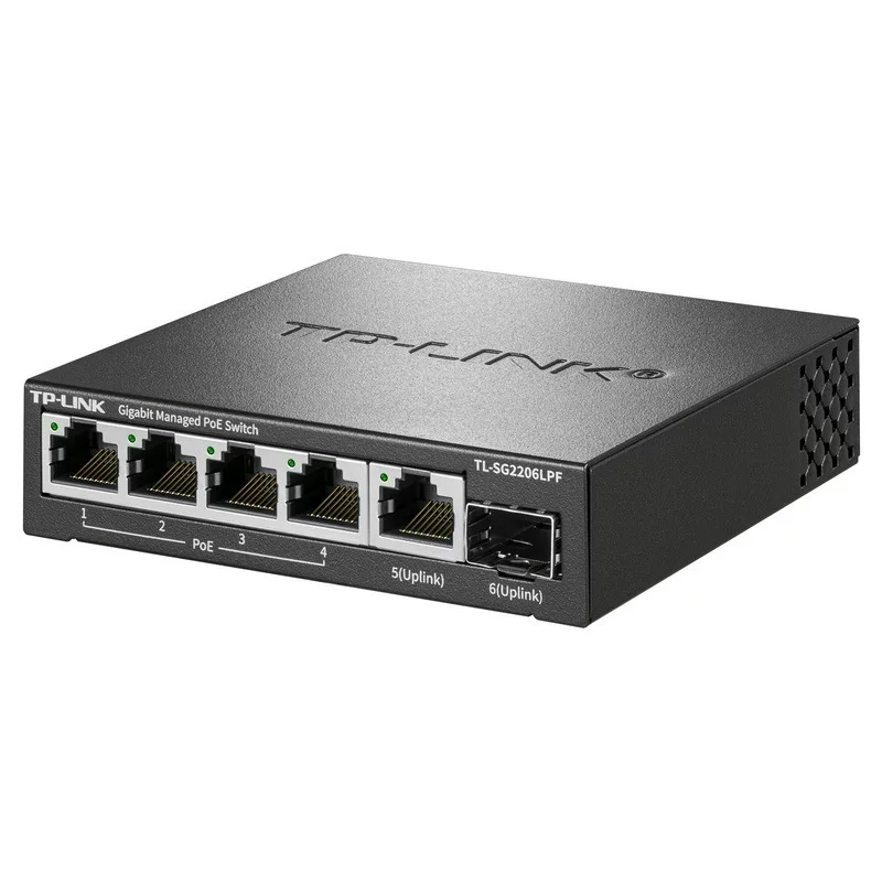 TP-LINK TL-SG2206LPF Гигабитный облачный коммутационный PoE коммутатор с оптикой 6 портов Гигабитный POE сетевой кабель питание