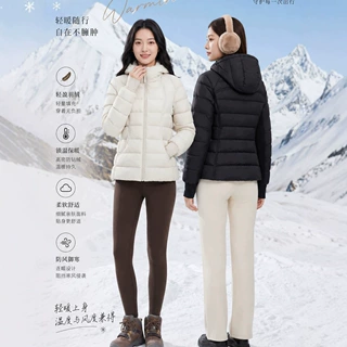 连帽羽绒服女90白鸭绒冬季加厚保暖修身小蛮腰收腰轻薄羽绒服外套