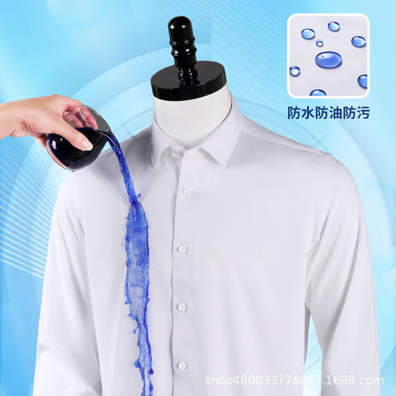 Summer Men's Short-sleeved Shirt Three-proof high quality Waterproof Oil-proof Stain-proof Solid Color Boys Shirt Work Wear Dress