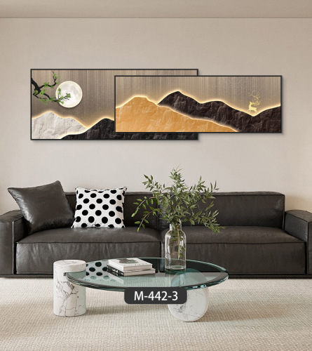 Modern light luxury with backing, living room decoration painting, high-end sense of blessing deer, good meaning, mural, sofa background wall hanging painting