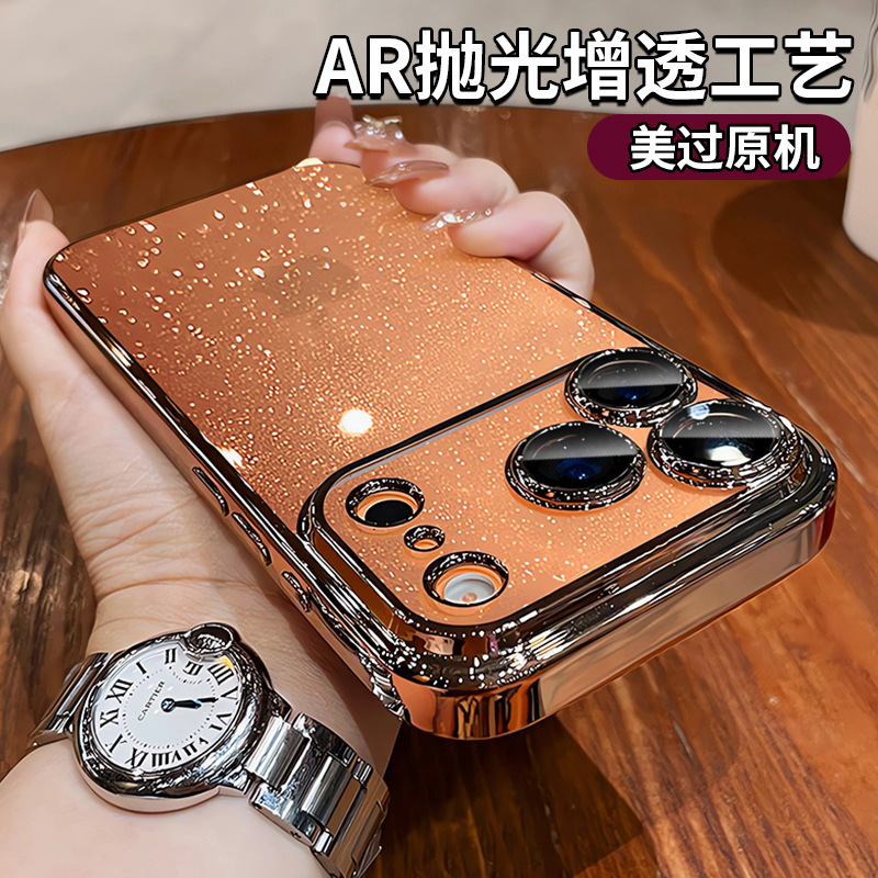 Ai Button Is Suitable for Apple 17Promax Mobile Phone Case Iphone17 New 16Pro Transparent Glitter 15 Lens All-Inclusive 14 Anti-Fall Protective Cover 13 Accessible Luxury Classy 12 Good-Looking Ultra-Thin Case