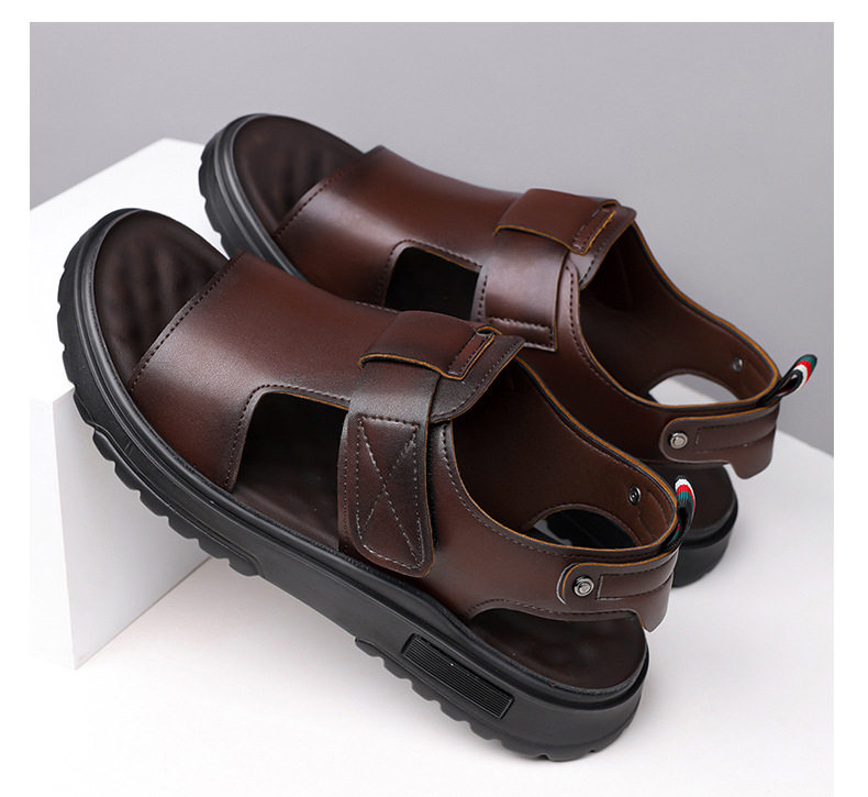 Dép sandal nam đế dày hở mũi quai ngang cỡ lớn chống nước — C6099 Màu nâu, C6099 màu đen chi tiết 18