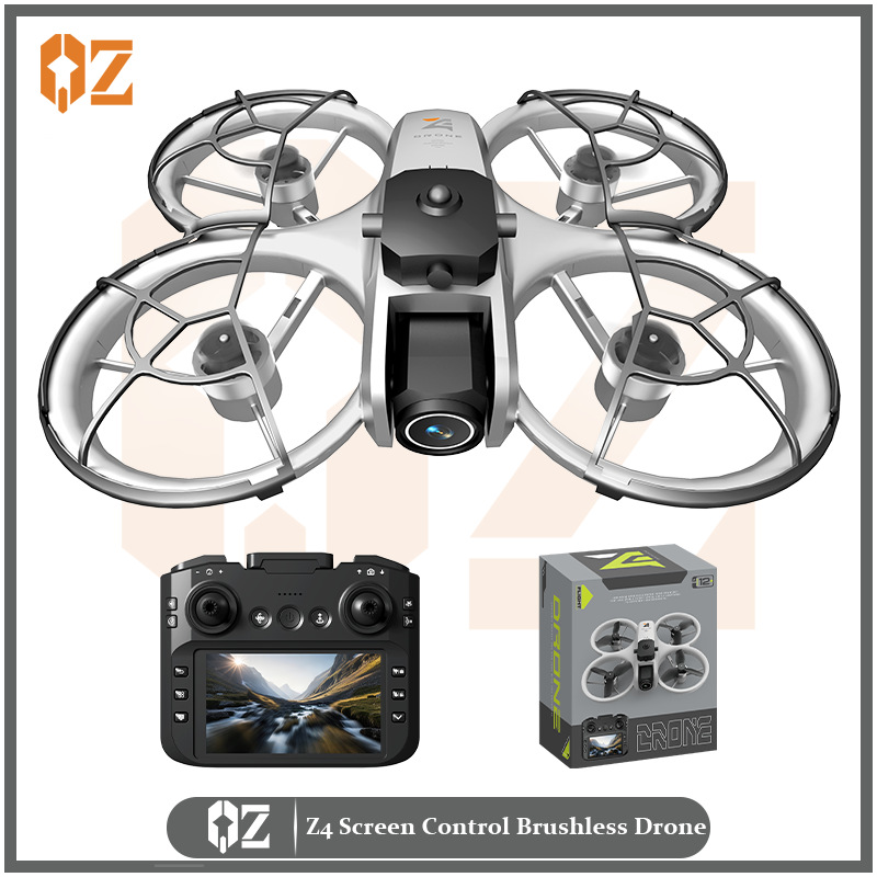 Cross-Border Z4 Drone 4.3inch Large-Screen Remote Control Brushless Optical Flow High-Definition Dual-Lens Intelligent Obstacle Avoidance Remote Control Aircraft