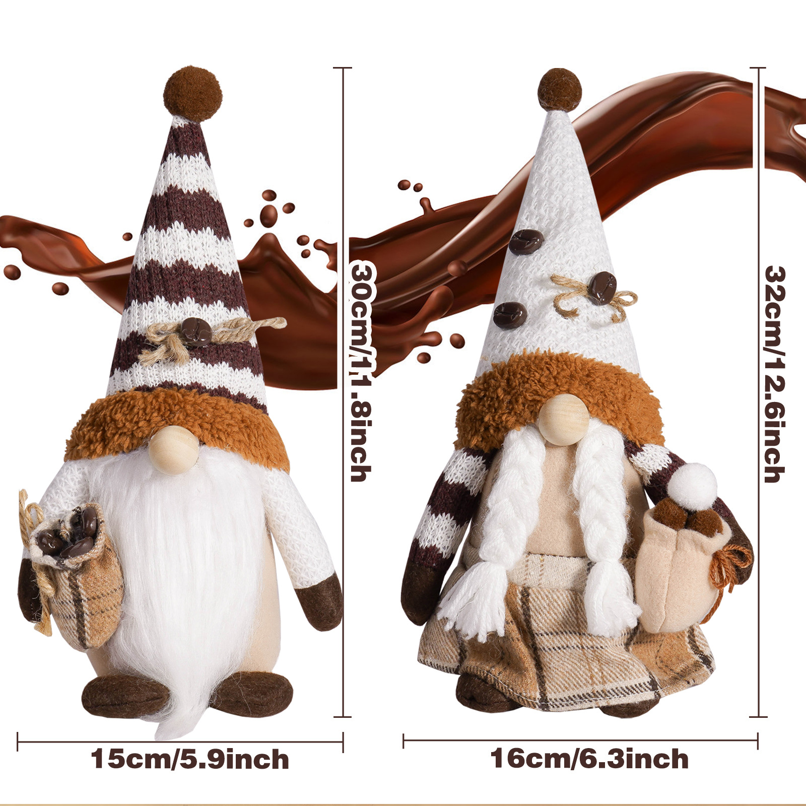 Café transfronterizo luminoso muñeca sin cara linda bolsa de café de punto con lámpara enano Rudolph decoración