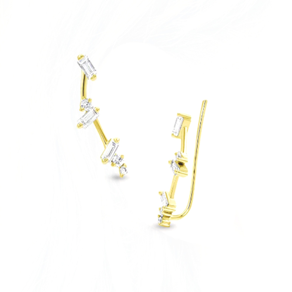 Street Occasion 925 Sterling Silver Material 1 Pair 925 Sterling Silver Zircon C Shape Earrings