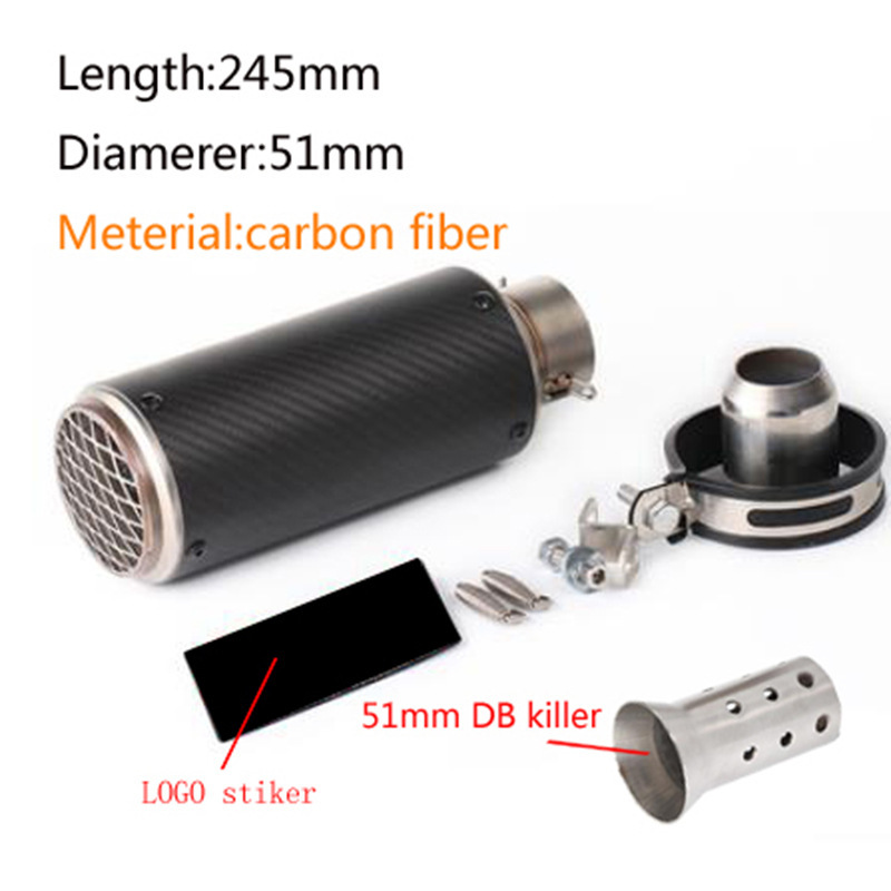 Motorcycle Exhaust Pipe, Honda Exhaust pipe - 29-89-carbon-fiber-with-net-51mm