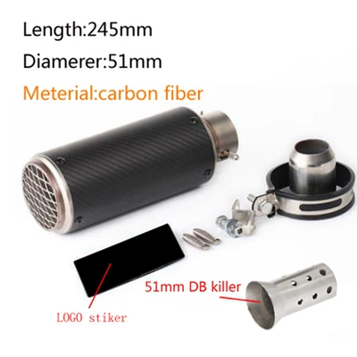 modified SC fried street motorcycle, Exhaust pipe - 29-89-with-mesh-carbon-fiber-51mm