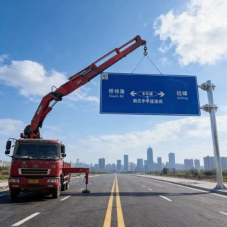 源头工厂单悬臂式标志杆交通标牌桥单悬立杆指示牌F杆立柱镀锌管