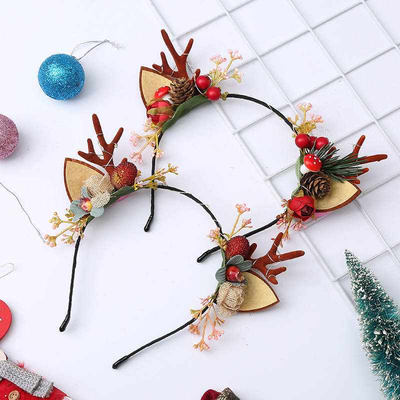 Nueva moda Venta caliente Navidad flocado corbata diadema niños diadema DIY fábrica al por mayor