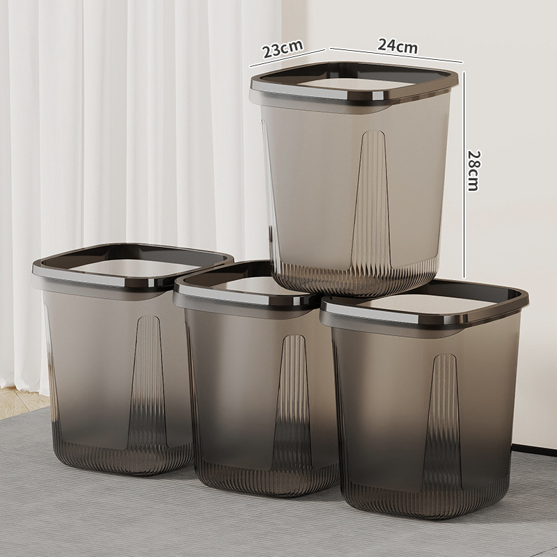 Bote de basura transparente de gran capacidad para el hogar, barril de almacenamiento de basura para el baño, sentido avanzado, canasta de basura de cocina, canasta de papel