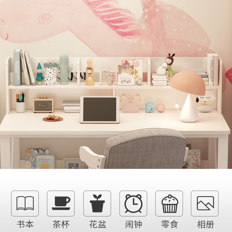 Escritorio estantería computadora integrada mesa de oficina chica dormitorio casa simple escuela primaria y secundaria estudiante escritura mesa de estudio y silla