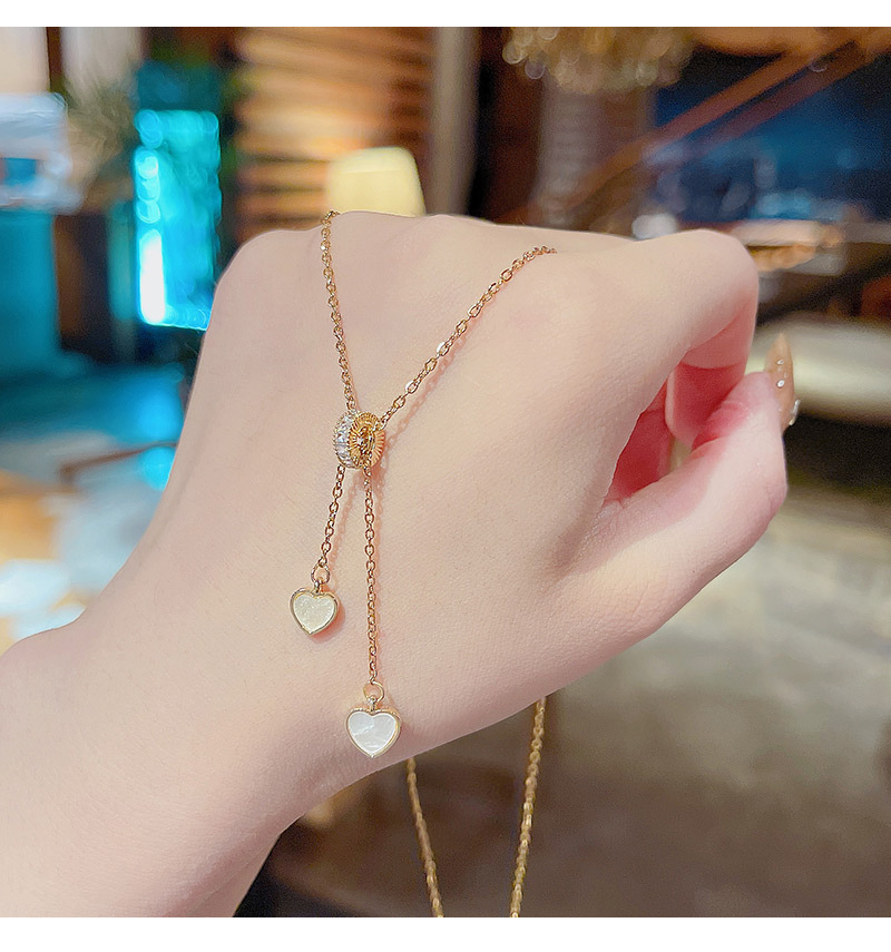 8g Weight Necklace Classification Titanium Steel Material Gold Color Fashion Heart-shaped Pendant Titanium Steel Necklace Female 4