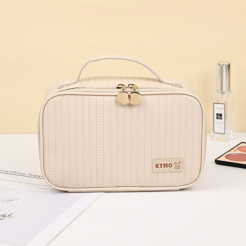 Polyurethane Cosmetic Bag, Handheld Waterproof Organizer, Spacious 24.2×19.6×3.6 cm