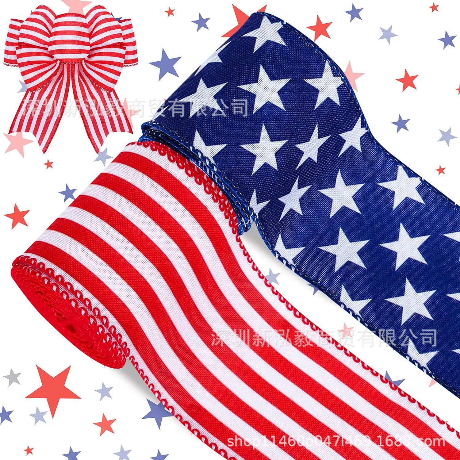 Патриотический проводной край ленты День независимости звезда полоса ремесло лента 4 июля американский флаг ткань лента